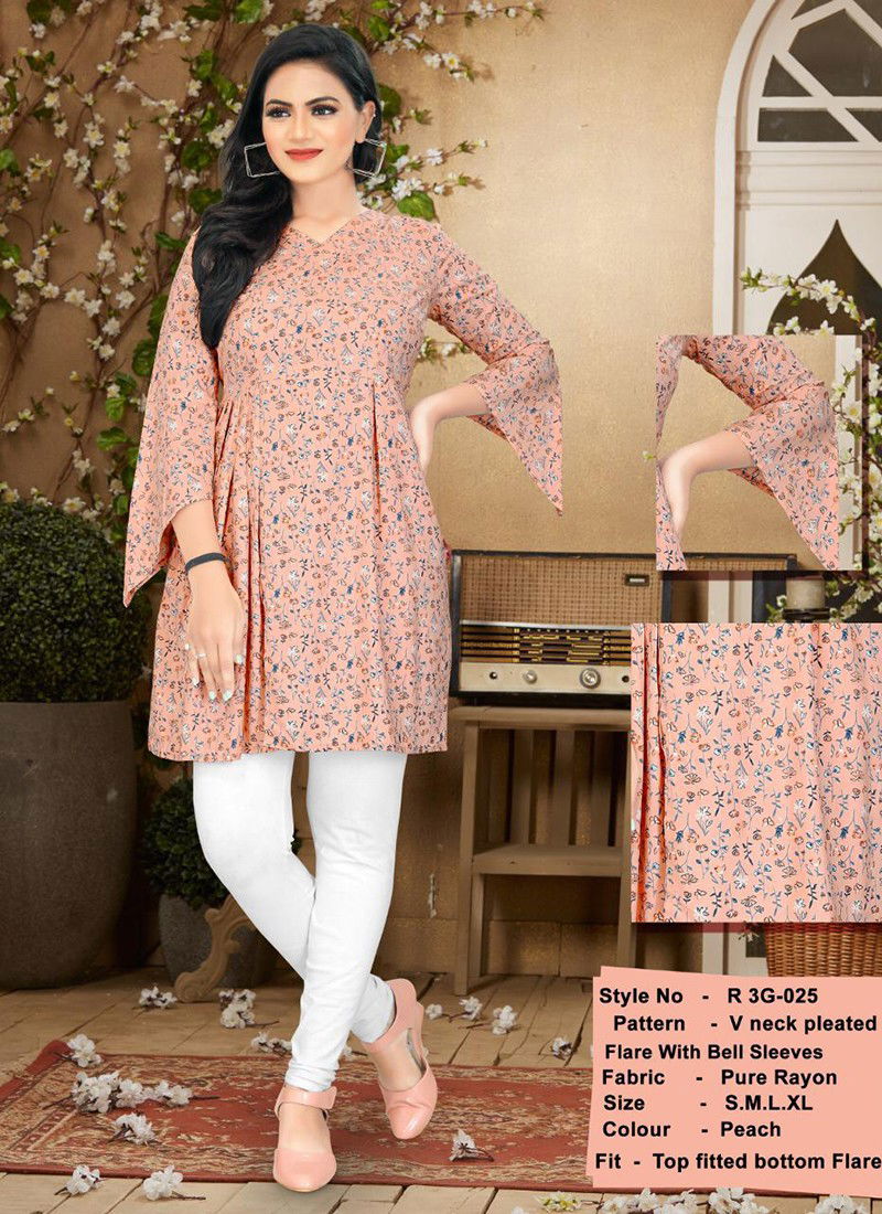 R3G TUNICS VOL-3 Fancy Stylish Party Wear Rayon Printed Kurti Collection